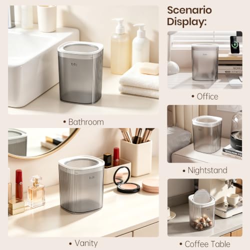 Mini 3.2L Desktop Trash Can with Swing Lid - Small Waste Bin for Bathroom & Office