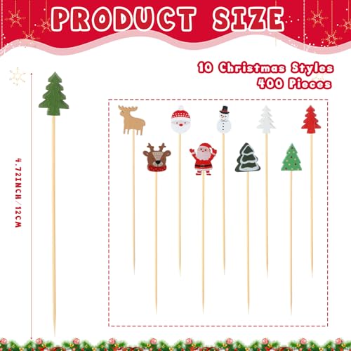 Charming Christmas Cocktail Picks 400 Pcs - Holiday Party Decorations