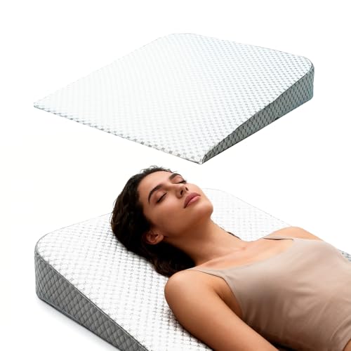 Grey & White Ultra-Length Bed Wedge Pillow, 5-Inch Support Cushion for Reading & Post-Surgery