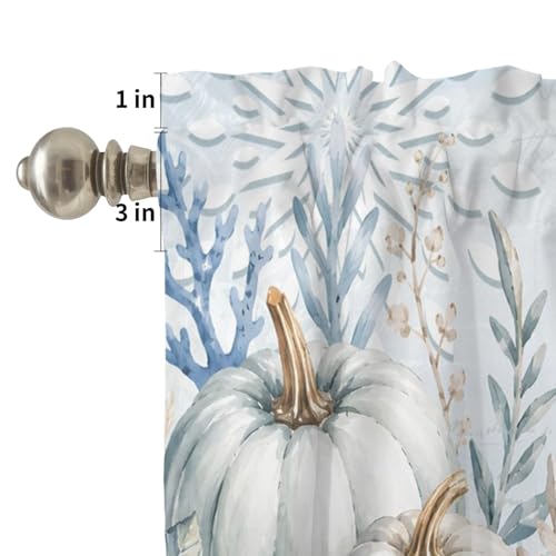 Light Blue Coastal Farmhouse Kitchen Curtains Set - 3 Pieces, 54 x 36 Inches