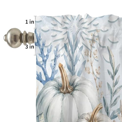 Light Blue Coastal Farmhouse Kitchen Curtains Set - 3 Pieces, 54 x 36 Inches