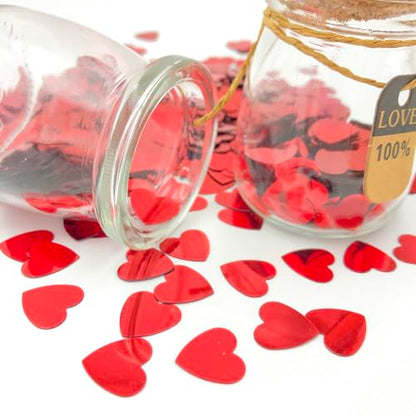 Werich Heart Confetti Shiny Foil Decorations for Valentine's Day, Weddings, Birthdays, Christmas - Red, 45g