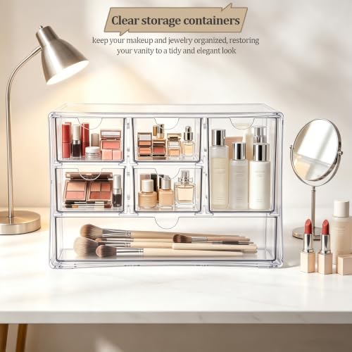 Stackable Clear Acrylic Bandaid Organizer with 6 Drawers for First-Aid Supplies