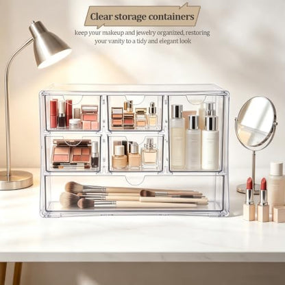 Stackable Clear Acrylic Bandaid Organizer with 6 Drawers for First-Aid Supplies