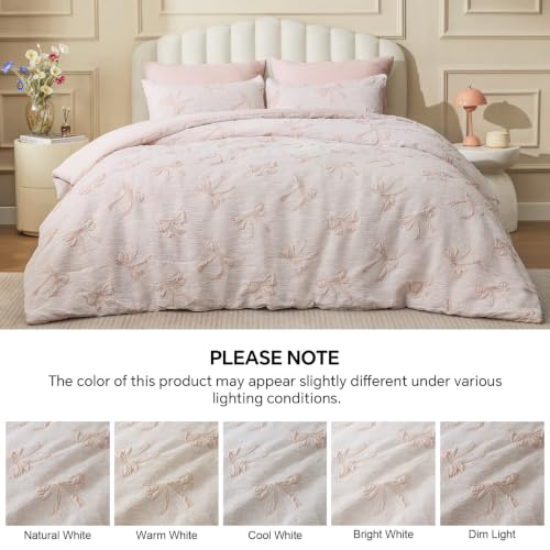 Pink Bow Comforter Set King Size Soft Fluffy Bedding - Bedelite