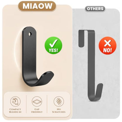 Heavy-Duty Adhesive Wreath Hanger 2 Pack - Black, Reusable Door & Window Hook