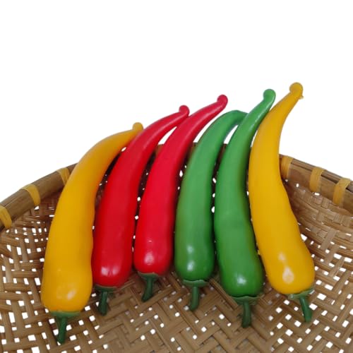Artificial Chili Peppers Set - 6 Realistic Foam Vegetable Decorations for Kitchen & Party