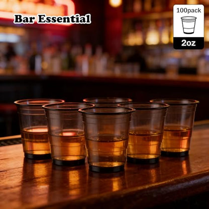 Black Disposable Plastic Shot Glasses 2 oz - 100 Pack, Mini Cups
