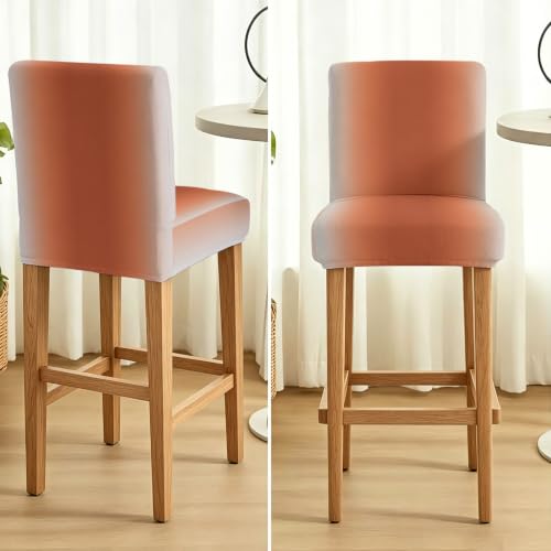 Rust Orange Ombre Bar Stool Covers Set of 2 - Stretch Counter & Pub Chairs