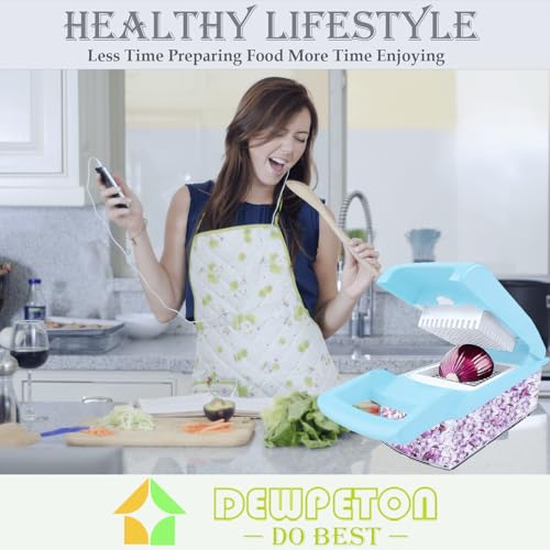 Vegetable Chopper Mandoline Slicer Kitchen Gadget with 10 Blades - Blue