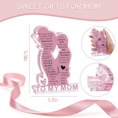 Mother Son Gift Acrylic Plaque - Mom Birthday & Holiday Keepsake - Mom-Son Variation