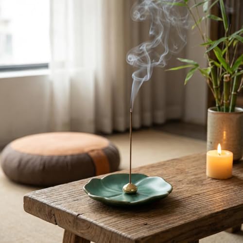 Portable Ceramic Incense Holder with Ash Catcher for Meditation Yoga Travel