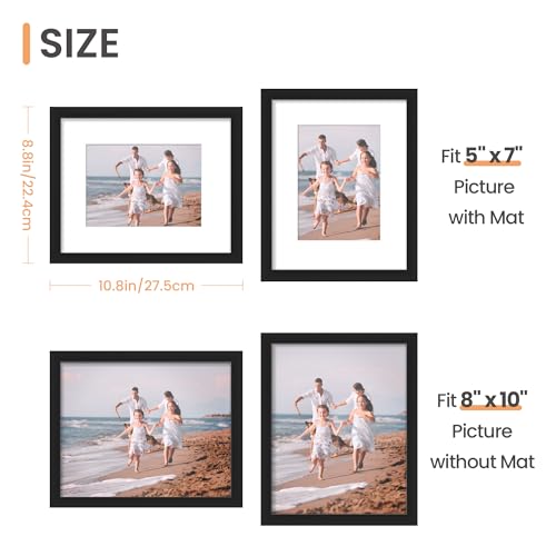 upsimples 16x20 Picture Frame Set of 5, Display Pictures 11x14 with Mat or 16 x 20 Without, Wall Gallery Poster Frames, Natural