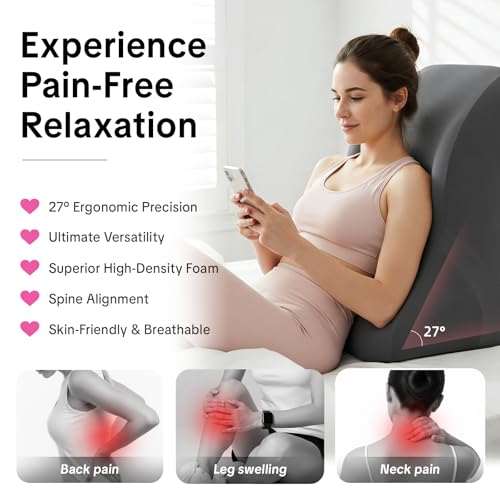 Memory Foam Wedge Pillow - 27° Support Cushion for Reflux, Reading, and Relaxation