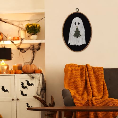 Halloween Ghost Wall Art Decor - Oval Framed Seasonal Home Decoration - Variation of Ghost 4