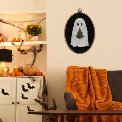 Halloween Ghost Wall Art Decor - Oval Framed Seasonal Home Decoration - Variation of Ghost 4