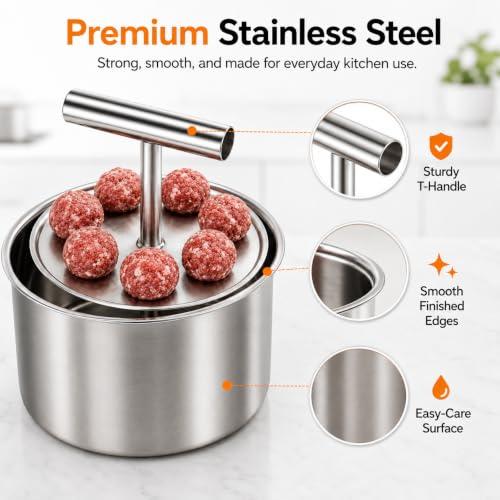 Stainless Steel Meatball Maker Tool 12 Holes - Uniformly Shaped Meatballs