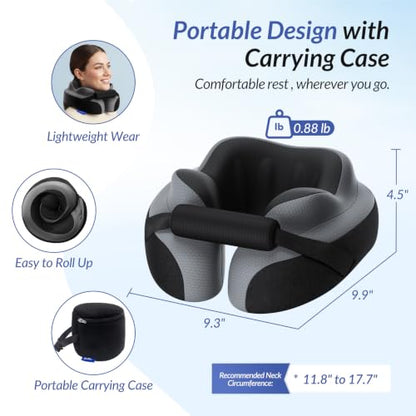 Travel Neck Pillow with Adjustable Chin Support Memory Foam for Airplanes