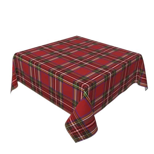 Christmas Square Tablecloth 52 Inch Red Buffalo Plaid Holiday Decor - Winter Home & Party