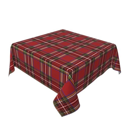 Christmas Square Tablecloth 52 Inch Red Buffalo Plaid Holiday Decor - Winter Home & Party