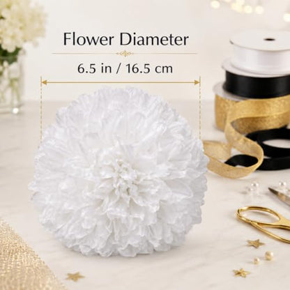 White Homecoming Mum Flower 6.5 Inch Artificial Silk Chrysanthemum Decoration