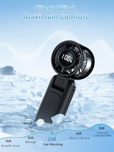 Black Portable Handheld Fan with 100 Speeds, 5000mAh Rechargeable Mini Personal Fan with LED Display and Foldable Design