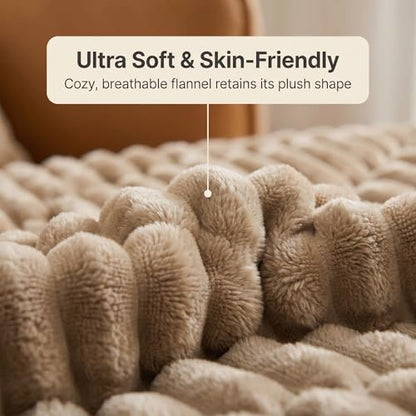 FunFurry Pet Couch Cover for Sofa - Washable, Anti-Scratch Flannel Protector - Camel 59"X27.6"