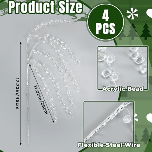 Crystal Ice Drop Christmas Tree Picks - Clear Acrylic 4 Pack - 29 Inch Variation of THIS listing