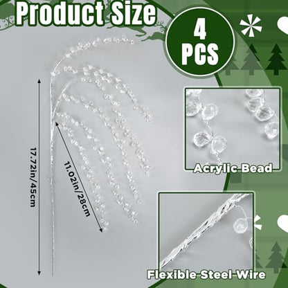 Crystal Ice Drop Christmas Tree Picks - Clear Acrylic 4 Pack - 29 Inch Variation of THIS listing