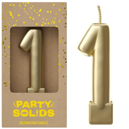 Party Solids Gold Number 1 Birthday Candle for Cake - Variation 1