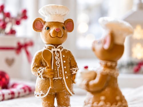 Gingerbread Christmas Decorations Set - Resin Holiday Figurines, Indoor Display