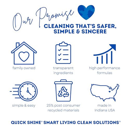 Quick Shine Hardwood Floor Cleaner 27oz, 2Pk| Use in Spray & Vac Mops| Removes Dirt & Scuff Marks| Ready-to-Use, Streak Free, No Rinse| Safer Choice Cleaner| Perfect for Gentle and Effective Cleaning