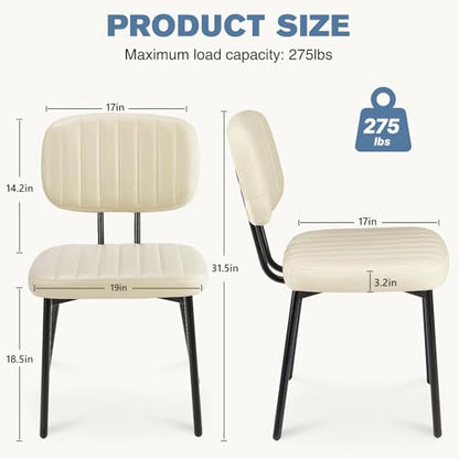 Set of 2 PU Leather Dining Chairs with Backrest - Modern Kitchen & Dining Room Seating