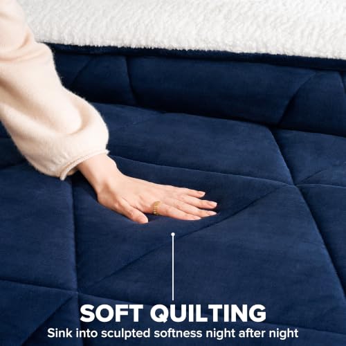 UGG Nita Queen Comforter Set - Reversible Fluffy Bedding, Navy Blue, Full/Queen Variation