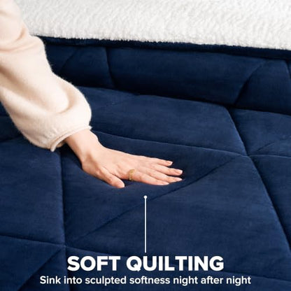 UGG Nita Queen Comforter Set - Reversible Fluffy Bedding, Navy Blue, Full/Queen Variation