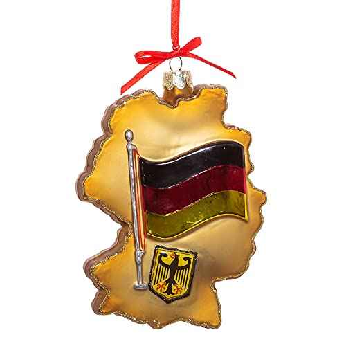 Kurt Adler Germany Map Glass Ornament, 5 inch, Multi Color