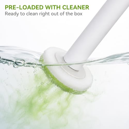 Disposable Toilet Brush Holder with 24 Pre-Loaded Refills - Space-Saving Wall Mount