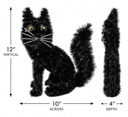 Halloween Spooky 3D Tinsel Black Cat Decoration - Sitting Style