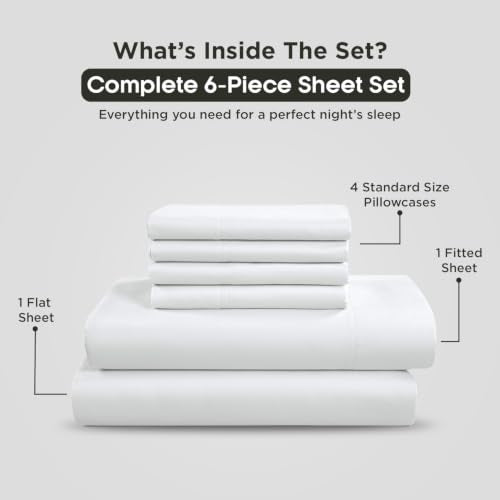 Egyptian Cotton Sheet Set Queen Size 1000TC Sateen Weave Arctic White - Cloud Nest