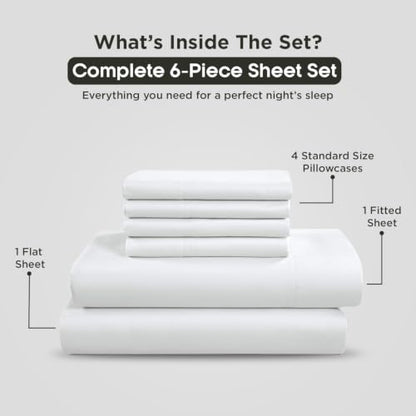 Egyptian Cotton Sheet Set Queen Size 1000TC Sateen Weave Arctic White - Cloud Nest