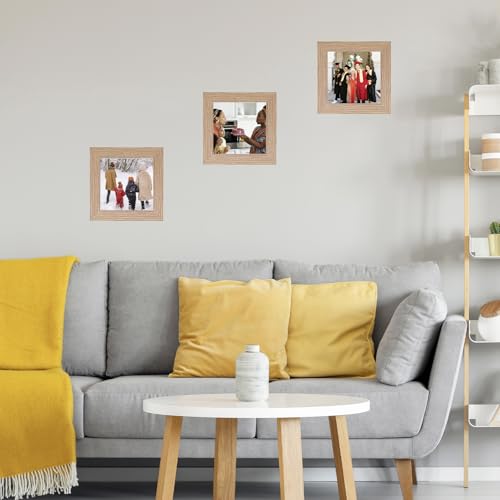 JCJMY 4x4 Picture Frame Rustic Brown for Wall Hanging or Tabletop, Wall Mounting Horizontally or Vertically, 4 x 4 Wall Gallery Poster Photo Frame with Shatter Resistant Plexiglass, Rustic Brown