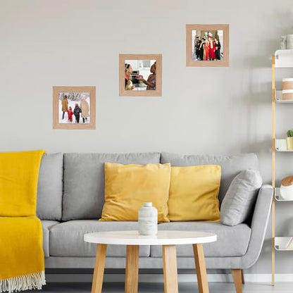 JCJMY 4x4 Picture Frame Rustic Brown for Wall Hanging or Tabletop, Wall Mounting Horizontally or Vertically, 4 x 4 Wall Gallery Poster Photo Frame with Shatter Resistant Plexiglass, Rustic Brown