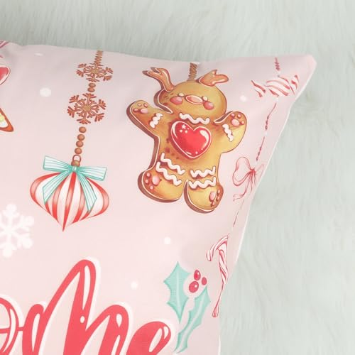 Christmas Gingerbread Throw Pillow Covers Set of 4 - Holiday Velvet Decorative Pillowcases 18x18 Inches