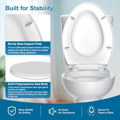 Elongated Toilet Seat with Cover Quiet Close - Heavy Duty, Soft Close, Easy Install