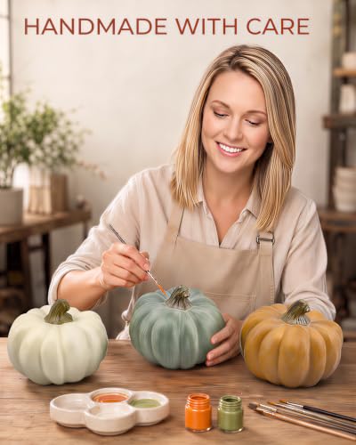 Cream Sage Orange 3-Pack Fall Decor Resin Pumpkin Decorations Indoor