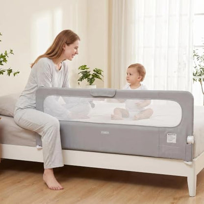 Toddler Bed Rail Guard - 59 Inch Swing Down Bed Safety Barrier - Rectangular