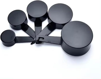 Ovenza Measuring Cups and Spoons Set - 10-Piece Plastic Kitchen Tools for Baking | Black Color