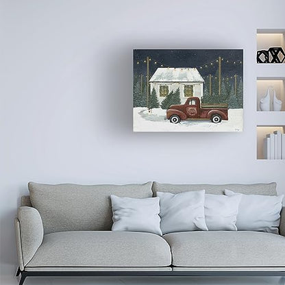 Christmas Tree Farm Canvas Wall Art - 24x32 Vintage Truck Scene