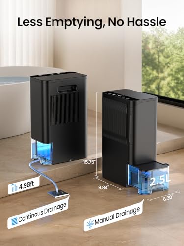 Home Dehumidifier 2.5L Tank Quiet & Powerful for Basement & Room Use