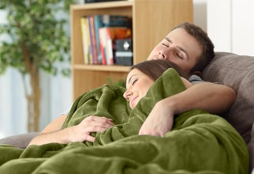 Utopia Bedding Fleece Blanket King Size Olive 300GSM Luxury Fuzzy Soft Anti-Static Microfiber Bed Blanket (90x102 Inch)